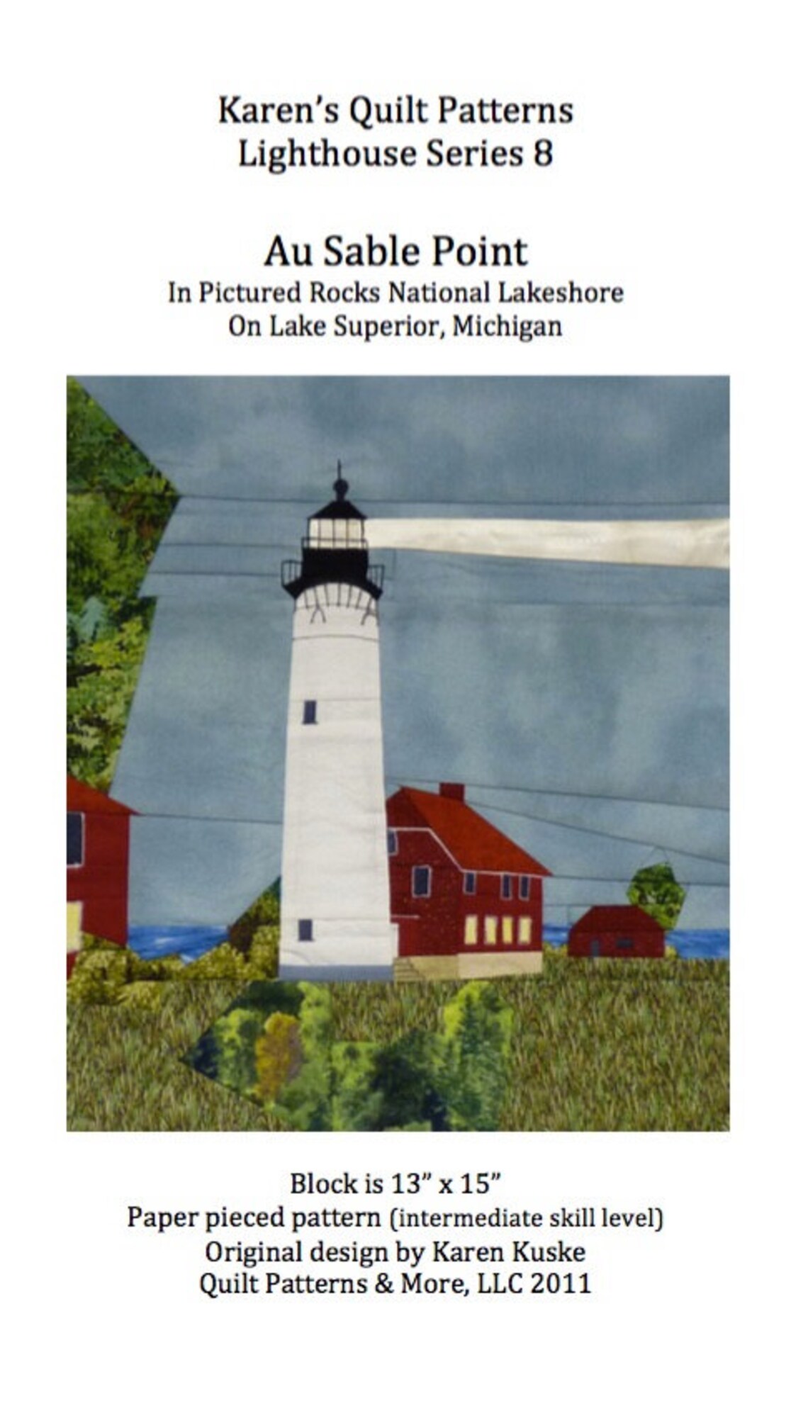 Au Sable Point, MI Lighthouse Quilt Pattern Etsy
