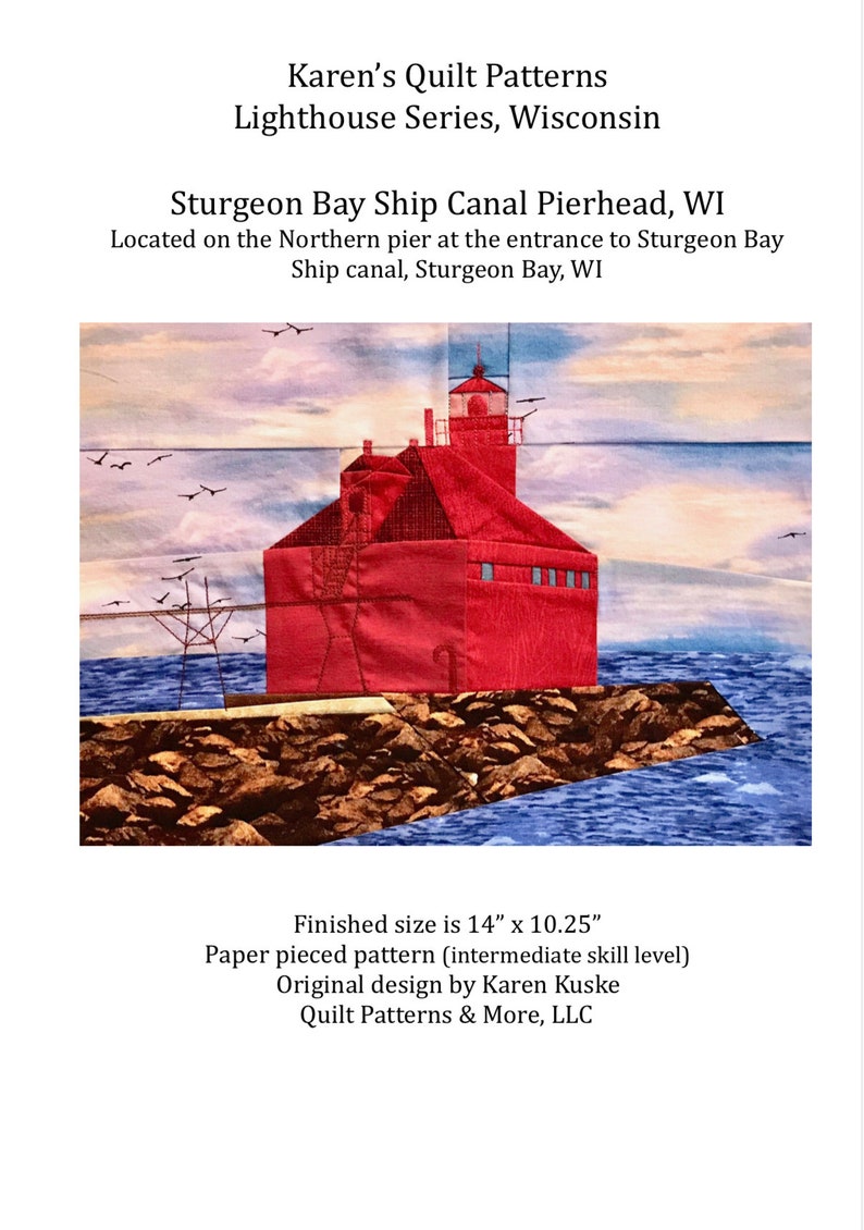 Sturgeon Bay Ship Canal Pierhead, WI Lighthouse Quilt Pattern Etsy