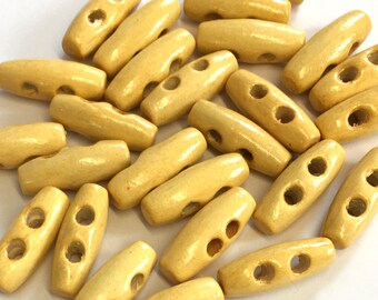 Mini Natural Wooden Toggle Buttons 15mm with Two holes x 20