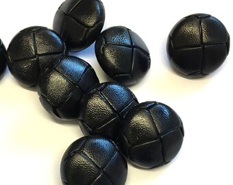 Set 6 Medium Vintage Navy Dark Blue Leather Football Buttons Coat Cardigan 23mm
