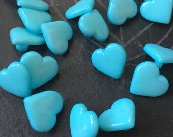 BLUE-DOT HEART BUTTON ~ SET OF 4 ~ 2-HOLE ~ 3//4/" SIZE