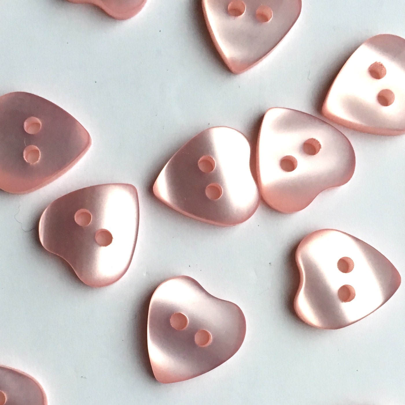 10, Pink Heart Buttons, Heart Shaped Buttons, 11mm Buttons