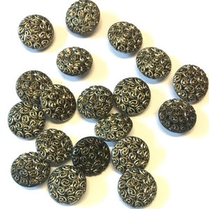 20 x 13mm aged silver vintage metal buttons, small metal buttons aged silver shank buttons, blouse buttons, ornate vintage buttons