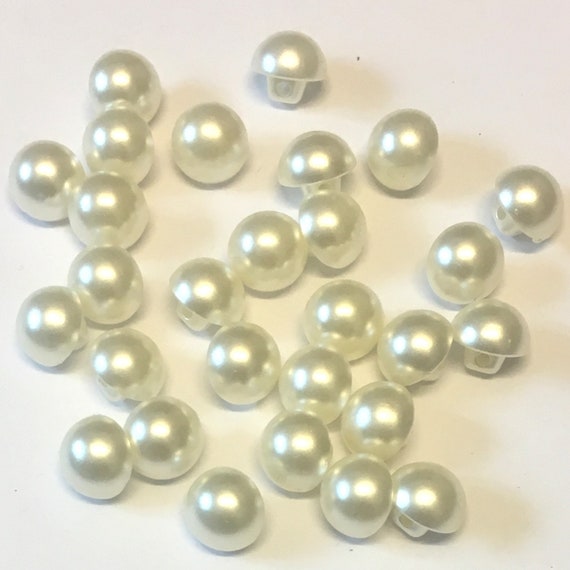 50 Bottoni A Cupola In Finta Perla 10 Mm - Colore Crema E Bianco - Per Cucito E Creazioni Fai Da Te
