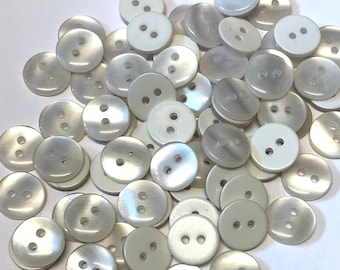 10pcs White Opalescent Resin Buttons: 11mm Craft Buttons