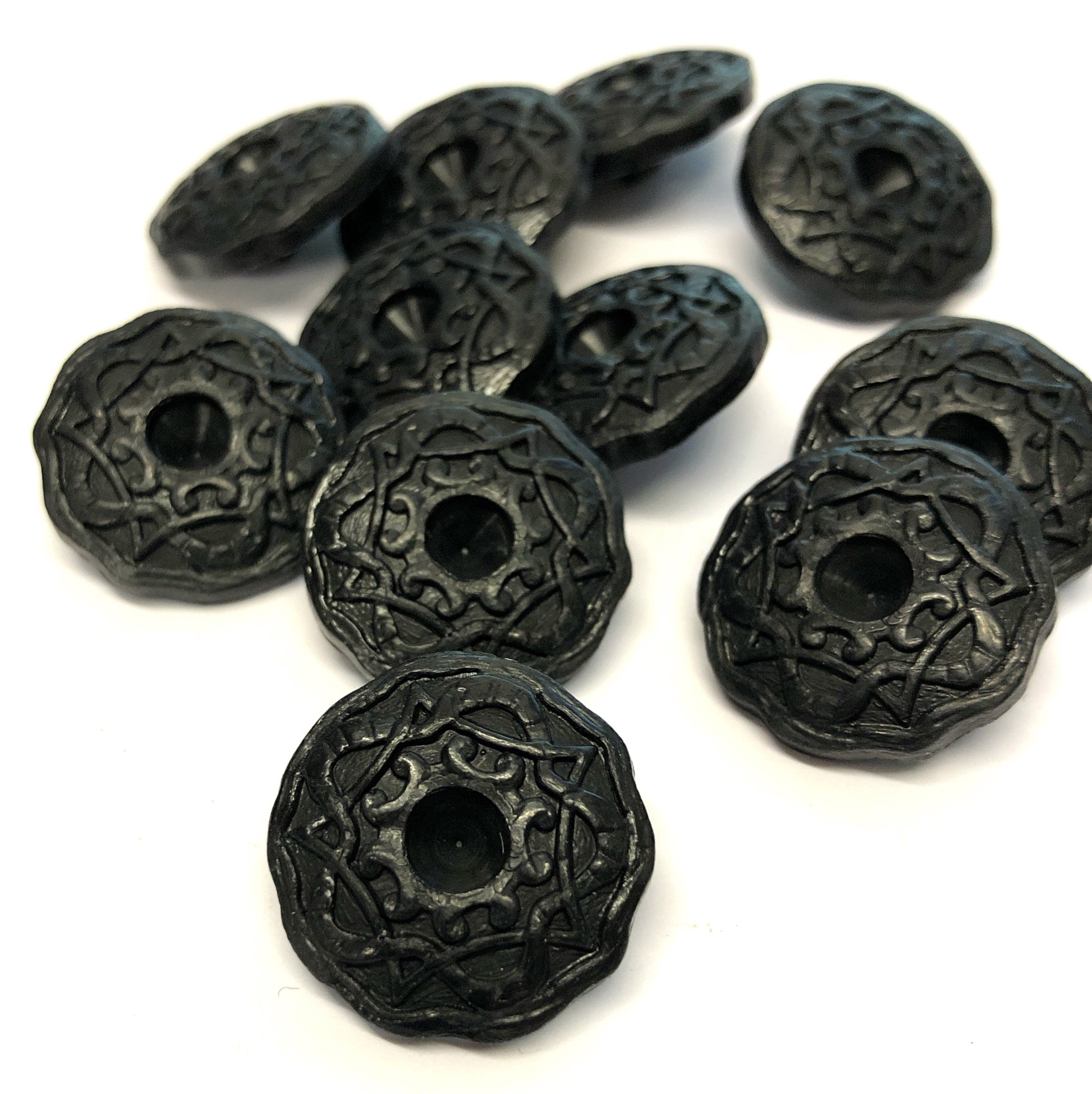 10, 21.6mm 34L Patterned Buttons, Black Fancy Buttons, Black Buttons, Coat  Buttons, Shank Buttons, Vintage Buttons, Sewing Supplies 