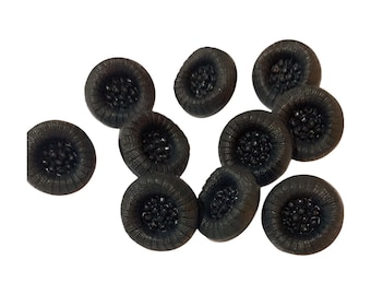 10pcs, 13mm unusual deep cupped black buttons with rear loop