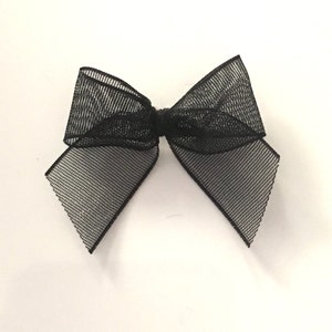 20 Small 3.5cm Black Organza Bows With  Ivory Pearl Rhinestone/Wedding/crafts 