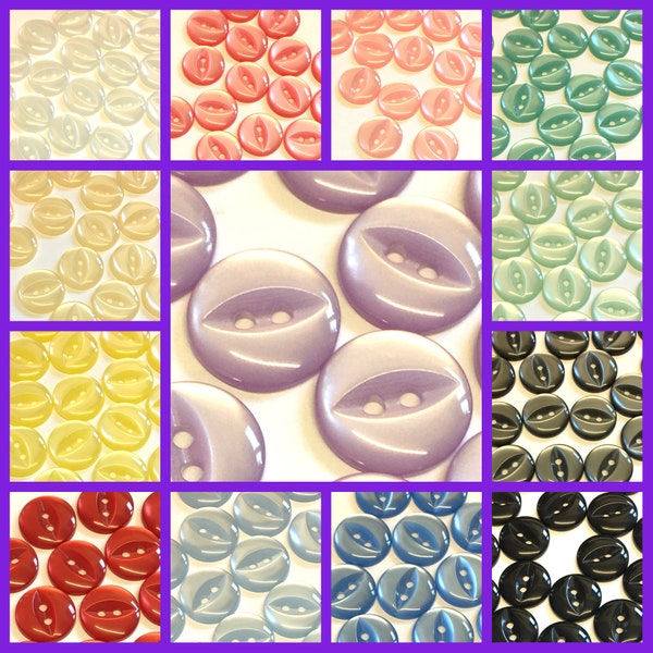 NEW COLOURS ADDED, 10, 14mm (22L) fish eye resin buttons, choice of pastel colours, knitting buttons, sewing buttons, bulk buttons,