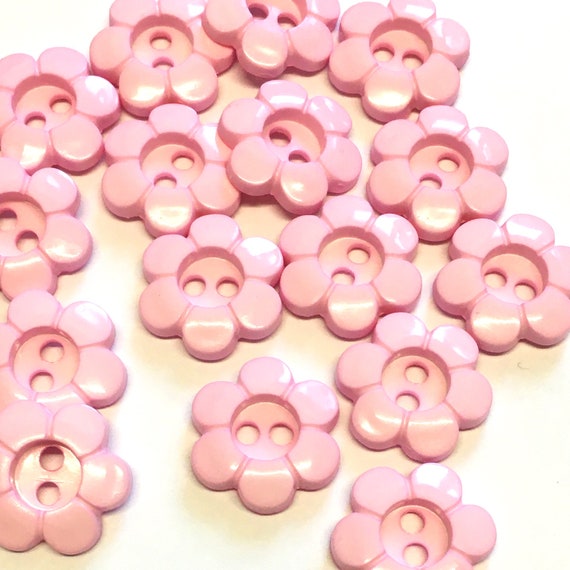10, 24L Light Pink Flower Buttons, Pink Buttons, Pink Floral Buttons, 15mm  Buttons, Novelty Buttons, Baby Buttons, Childrens Buttons 