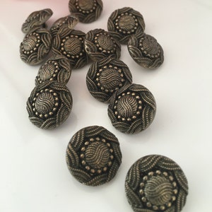 10 Bronze Decorative Buttons: 18mm Round Metallic Plastic Buttons