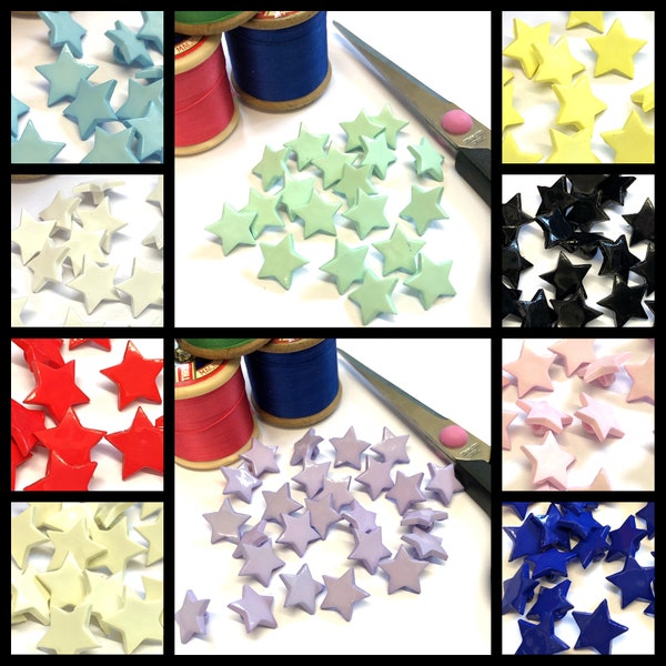 10, 14mm (22L) star shaped buttons, novelty shank buttons, star buttons, childrens knits, choice of colour
