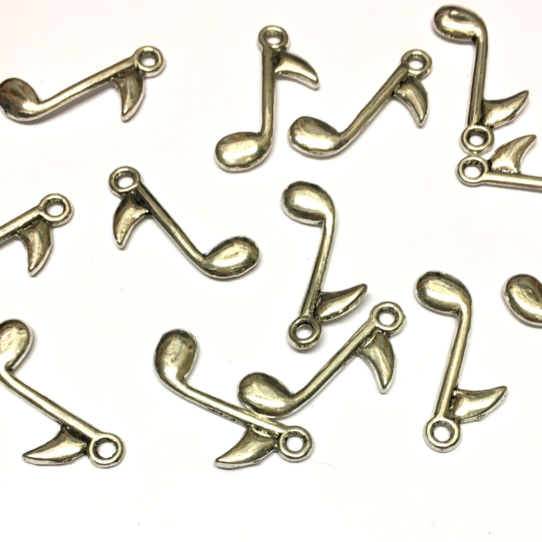 6 Musical Note Charms Metal Charms Silver Charms Music Etsy