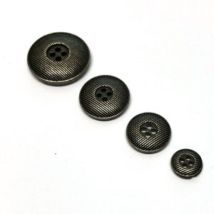 6 dark aged silver etched metal coat buttons, heavy metal buttons, silver metal buttons, silver blazer buttons, silver coat buttons