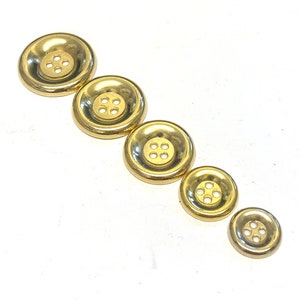 Chunky Gold Metal Blazer Buttons: Solid Dipped Design (Set of 6)