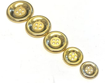 6 chunky solid metal gold coat buttons, heavy metal buttons, gold metal buttons, gold blazer buttons, gold coat buttons