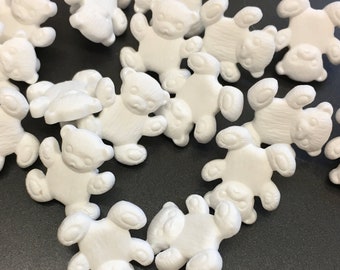 10 white teddy buttons, white teddy bear buttons, white novelty buttons, white childrens buttons, 15mm buttons, baby buttons, childrens