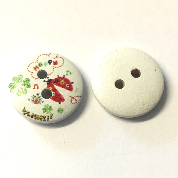 childrens knits, 10 x painted white wood 15mm buttons with cute zebra design
