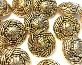 10 bottoni bombati dorati, bottoni decorativi in plastica (15 mm)