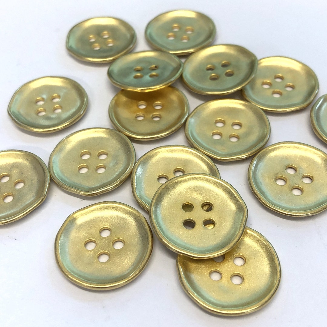 6 Hammered Effect Metal Gold Coat Buttons 4 Hole Metal Etsy
