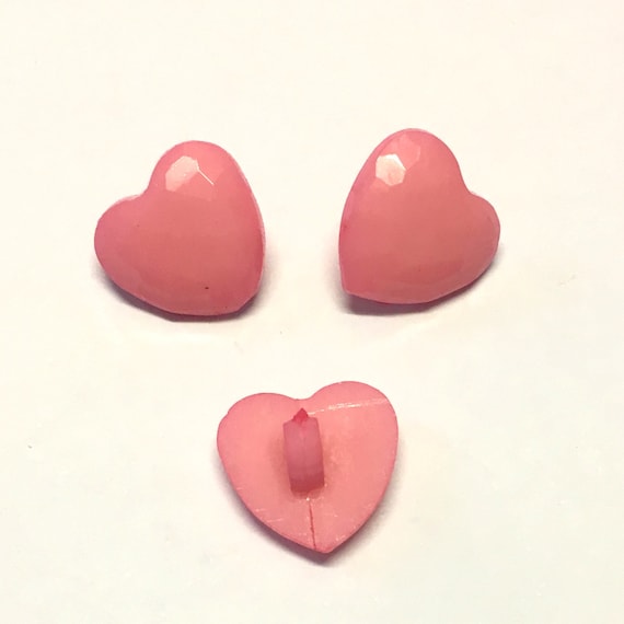 10 x 14mm Pink Heart Shaped Buttons #463