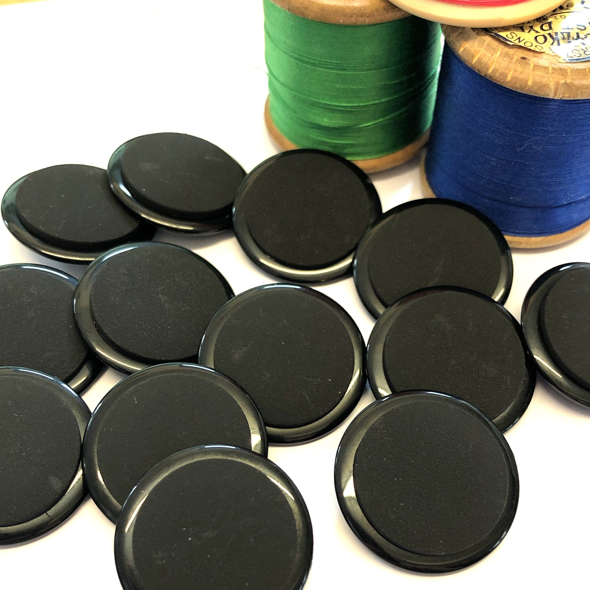 6 25mm 40L Black Shank Buttons Large Black Buttons Black Etsy
