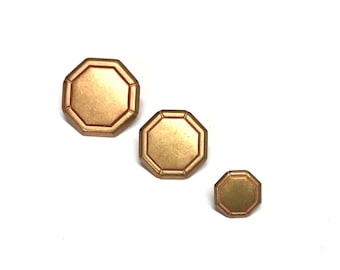 6pcs Rose Gold Octagonal Metal Shank Buttons
