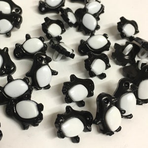 Black & White Penguin Buttons: Novelty Shank Buttons (10 Pack)