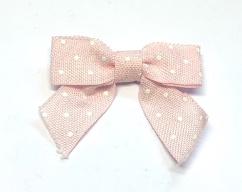 10pcs Pink Polka Dot Twill Bows - (48mm x 43mm)