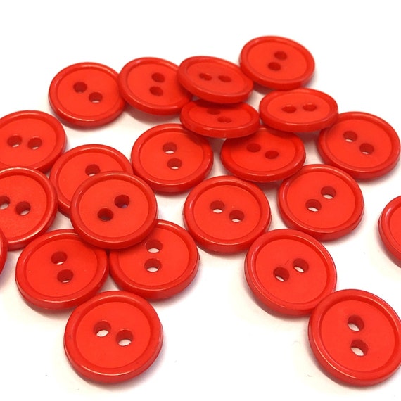 10, 14mm 22L Red Resin Buttons, Red Buttons, Bright Red Buttons