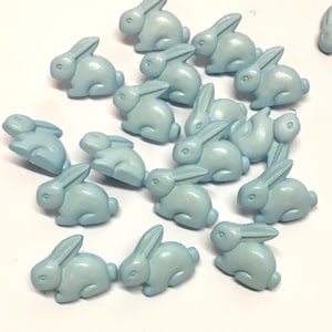 10, blue bunny buttons, rabbit buttons, baby buttons, easter buttons, novelty buttons, childrens buttons, shank buttons, white buttons