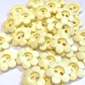 10 light yellow flower buttons, yellow buttons, yellow floral buttons, 17mm buttons, novelty buttons, baby buttons, childrens buttons