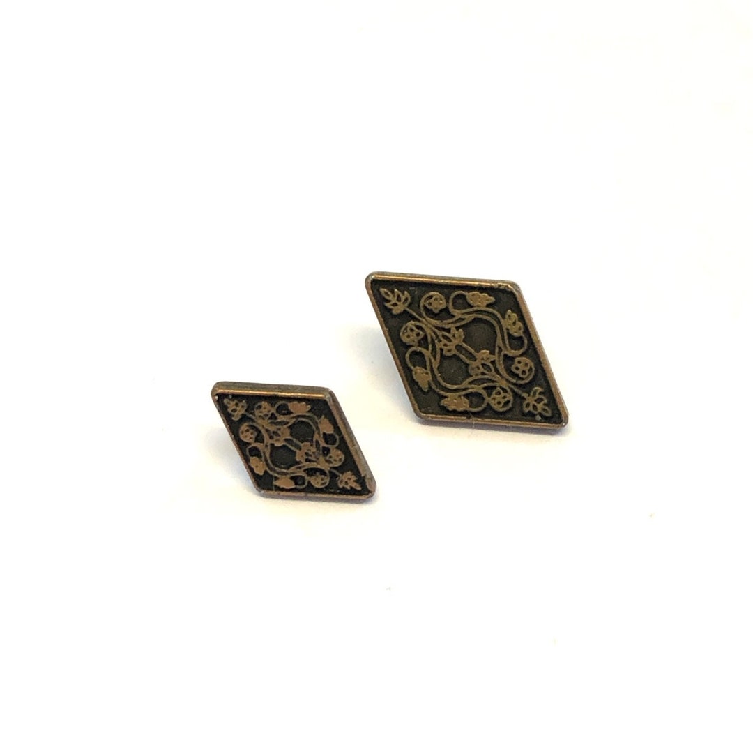 Aged Bronze Diamond Buttons: Patterned Metal Shank Buttons, Set of 6 - Etsy