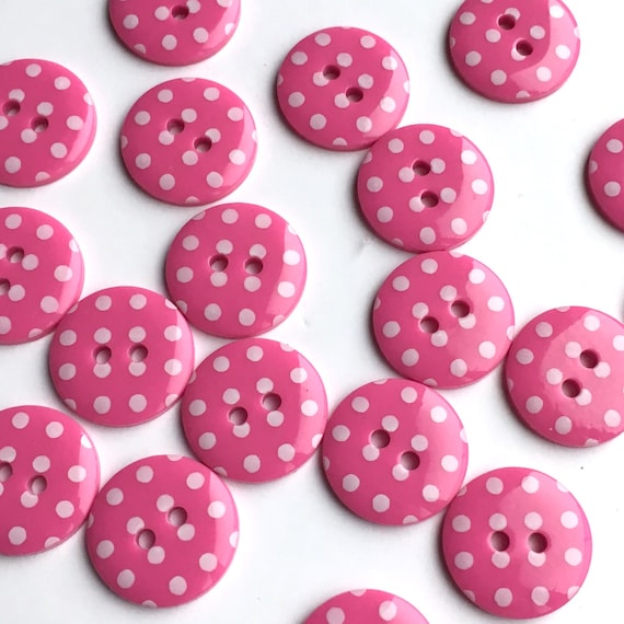 10, Bright Pink Heart Buttons, Pink Buttons, Heart Shaped Buttons