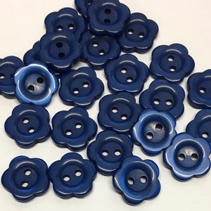 Blue Flower Resin Buttons: Opalescent Craft Supplies (14mm, Pack of 10)