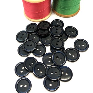 10, 14mm (22L) dark navy opalescent buttons, navy buttons, shimmer buttons, sewing buttons, navy blue buttons