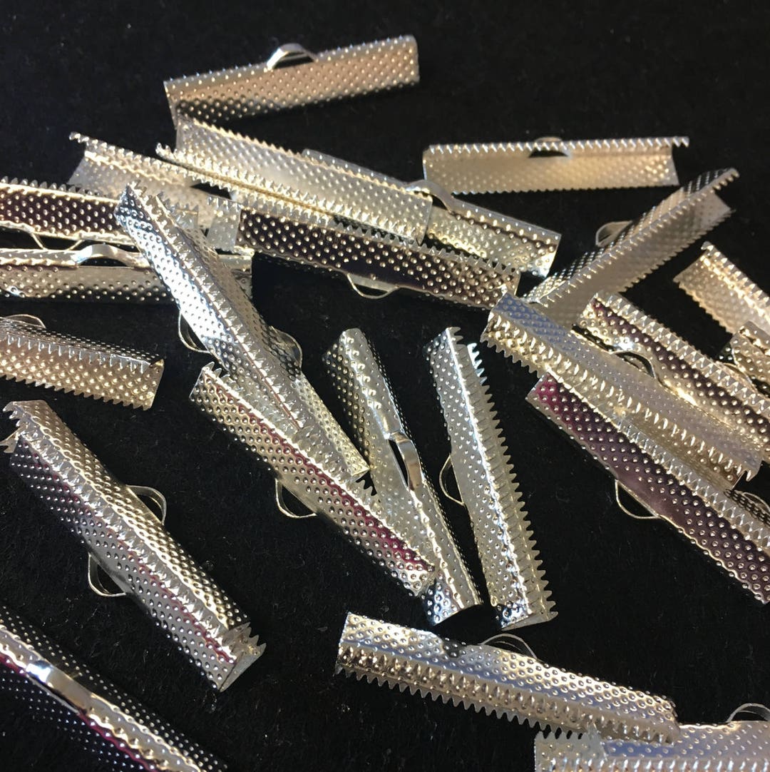 20, Ribbon Crimps, Ribbon Clamps, Ribbon End Crimps, Silver Plated