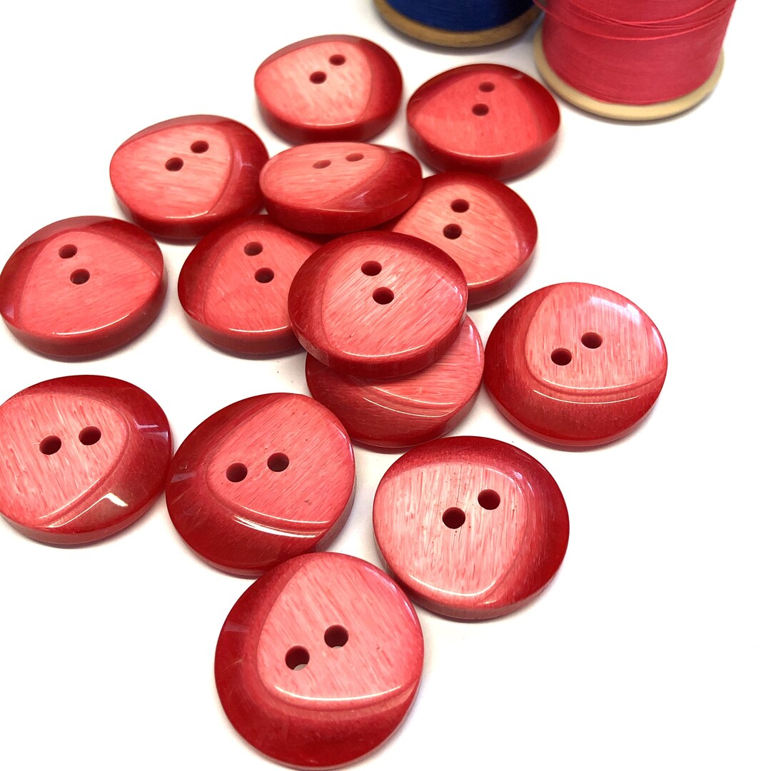 6 Red Variegated Chunky Buttons: 25mm Sloped Surface - Etsy