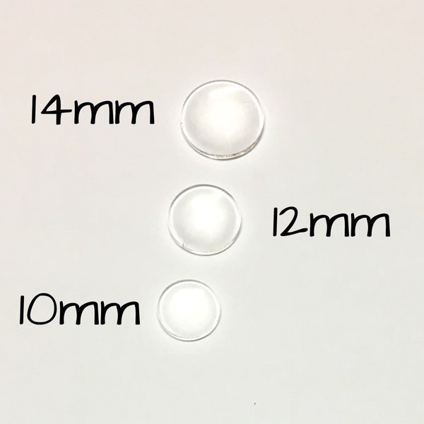 25, domed glass cabochons, 10mm, 12mm, 14mm glass cabochons, bulk pack, glass domes, glass flatbacks, domed cabochons