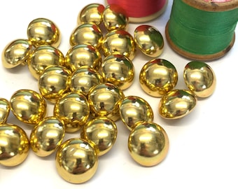 6, botones dorados, botones metálicos, botones metálicos dorados, botones redondos de 17 mm, botones metálicos, botones vintage, botones de costura, botones artesanales