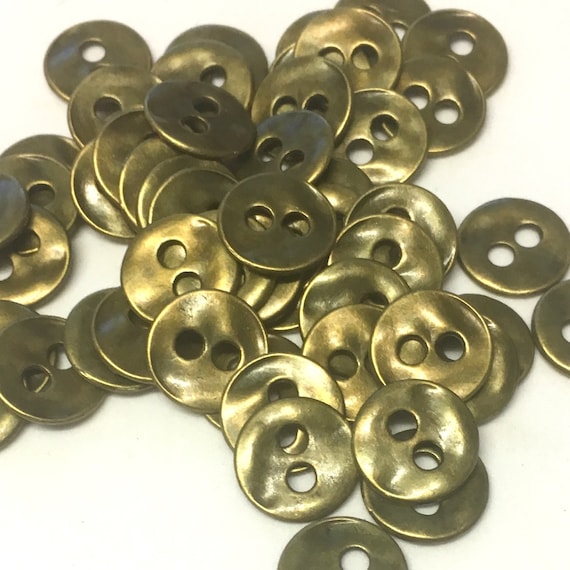 10 Antique Bronze Metal Shirt Buttons, Hammered Style (13mm)