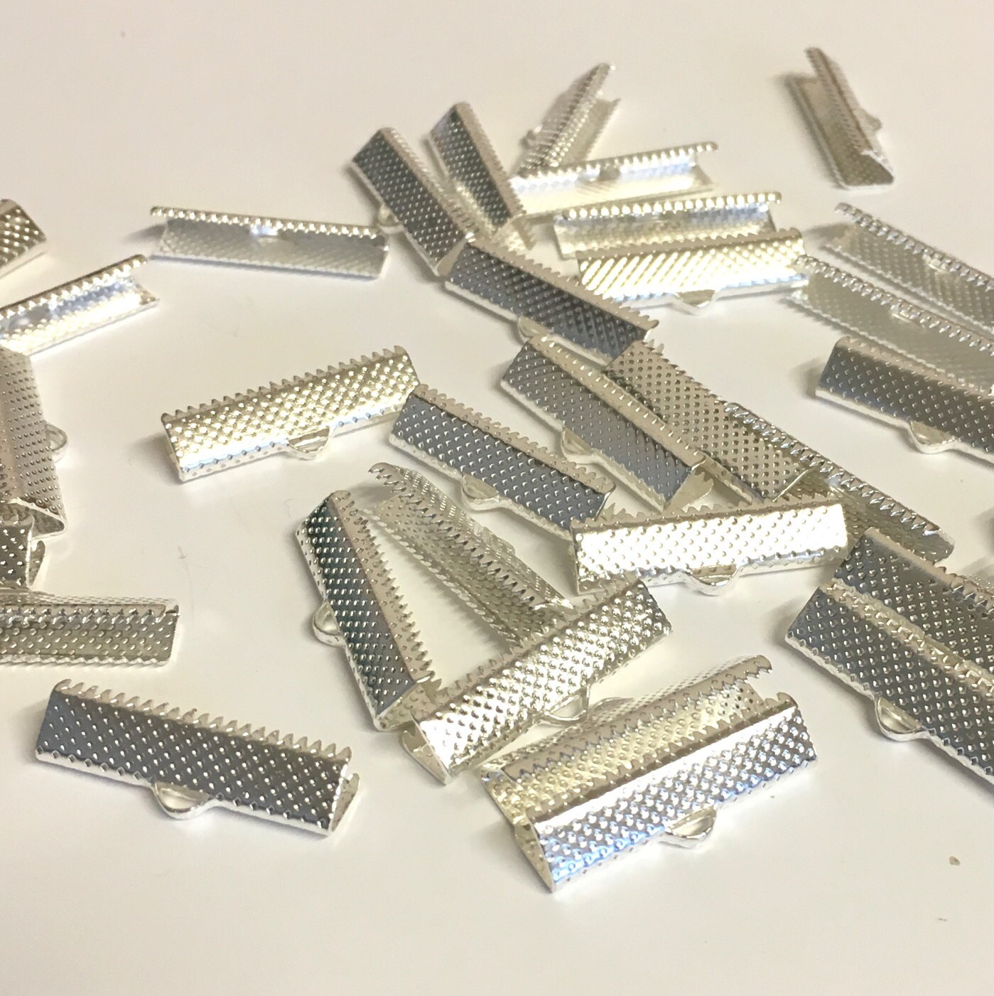 20 Ribbon Crimps Ribbon Clamps Ribbon End Crimps Silver Etsy UK