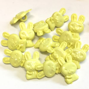 Yellow Bunny Shank Buttons: Novelty Plastic Rabbit Buttons (10 pc)