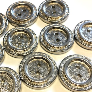6 Stück, Metallknöpfe, Silberknöpfe, 23mm runde Knöpfe, gehämmertes Metall, Mantelknöpfe, Blazerknöpfe, Knöpfe, Zierknöpfe