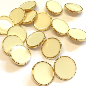 6, gold metal buttons with creamy coloured enamel, gold cabochon buttons, cream buttons, fancy buttons, choice of size