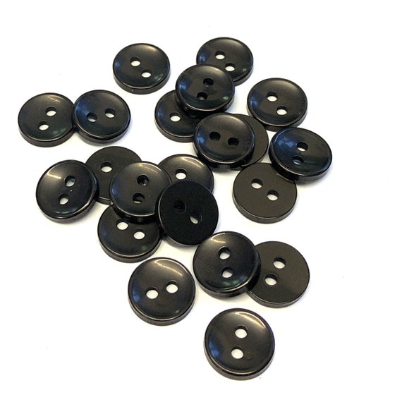 20, botones negros, botones negros de 11 mm, botones negros