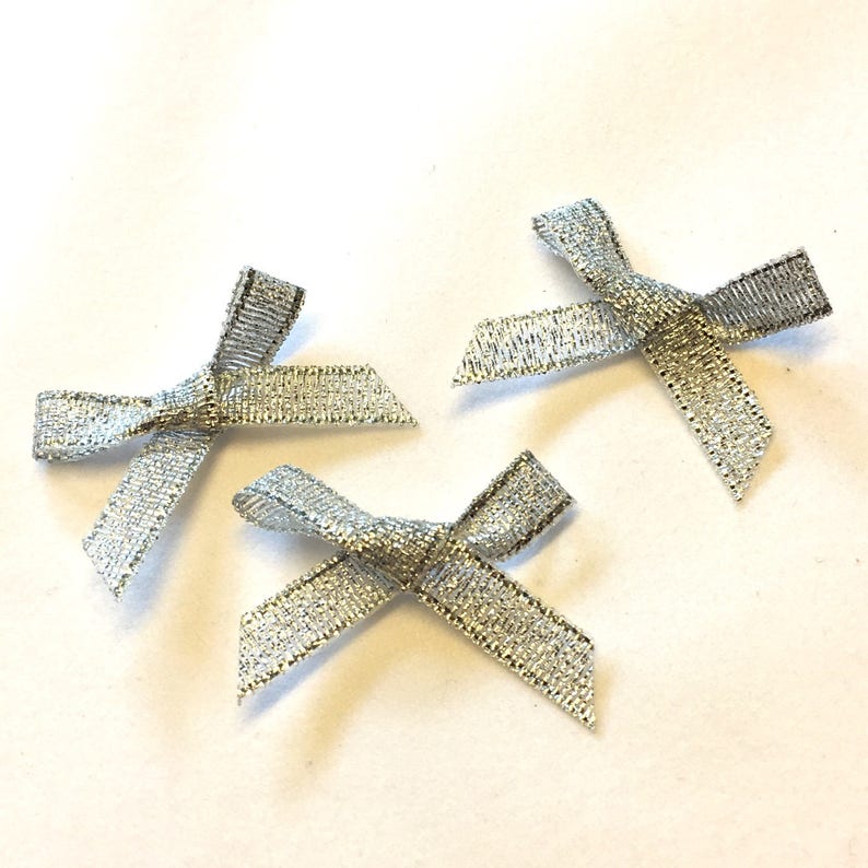 10 Silver Bows Silver Ribbon Bows Silver Lurex Bows 7mm Etsy