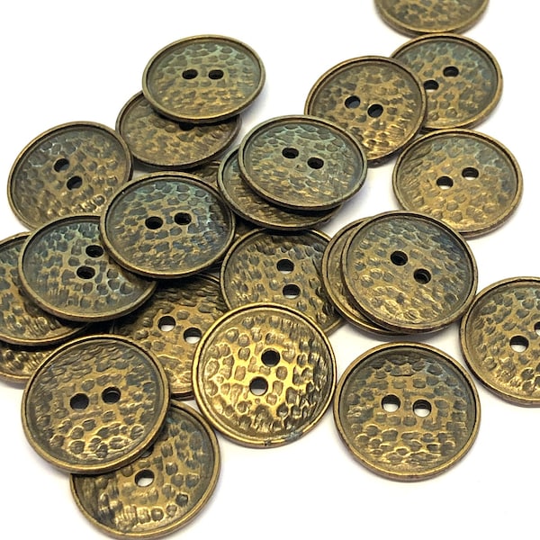 6, aged bronze metal animal print effect buttons, bronze metal buttons, unusual Italian metal buttons