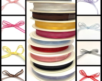 5M, 10mm width satin edge organza ribbon, satin edge organza ribbon, organza ribbon, gift wrapping ribbon, craft ribbon, choice of colour