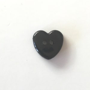 10, black heart buttons, black buttons, heart shaped buttons, baby buttons, valentines buttons, buttons uk, resin buttons, 14mm buttons image 3